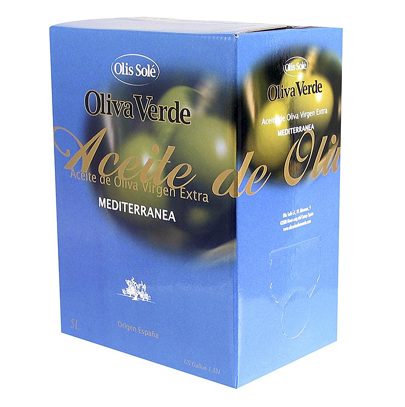 Extra virgin olive oil, Oliva Verde Selezione Mediterranea, Mediterranean - 5 litres - Bag in box