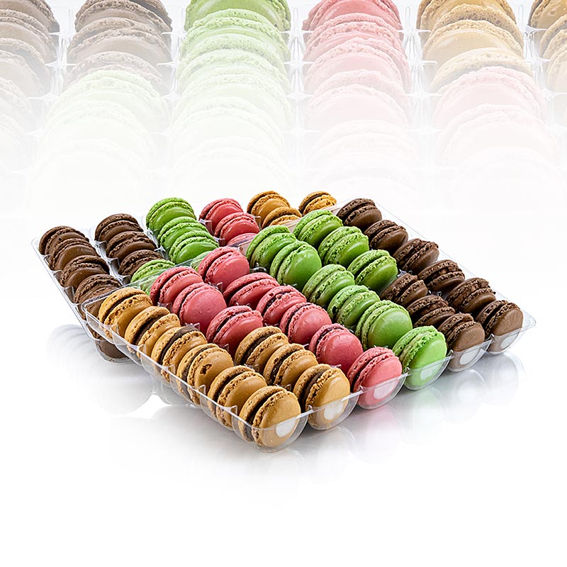 Macarons blander 4 varianter hver 18 stykker, Delifrance. - 1,08 kg, 72 stykker - Kartong