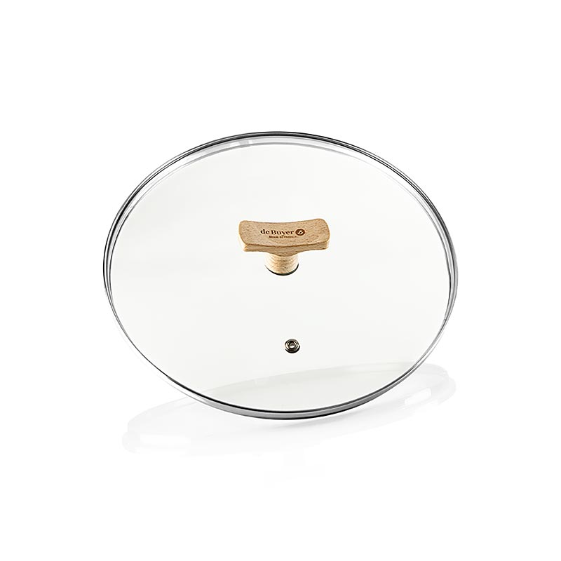 deACQUIRENTE B Coperchio universale Bois in vetro con manico in legno di faggio, Ø 24 cmr - 1 pezzo - Cartone