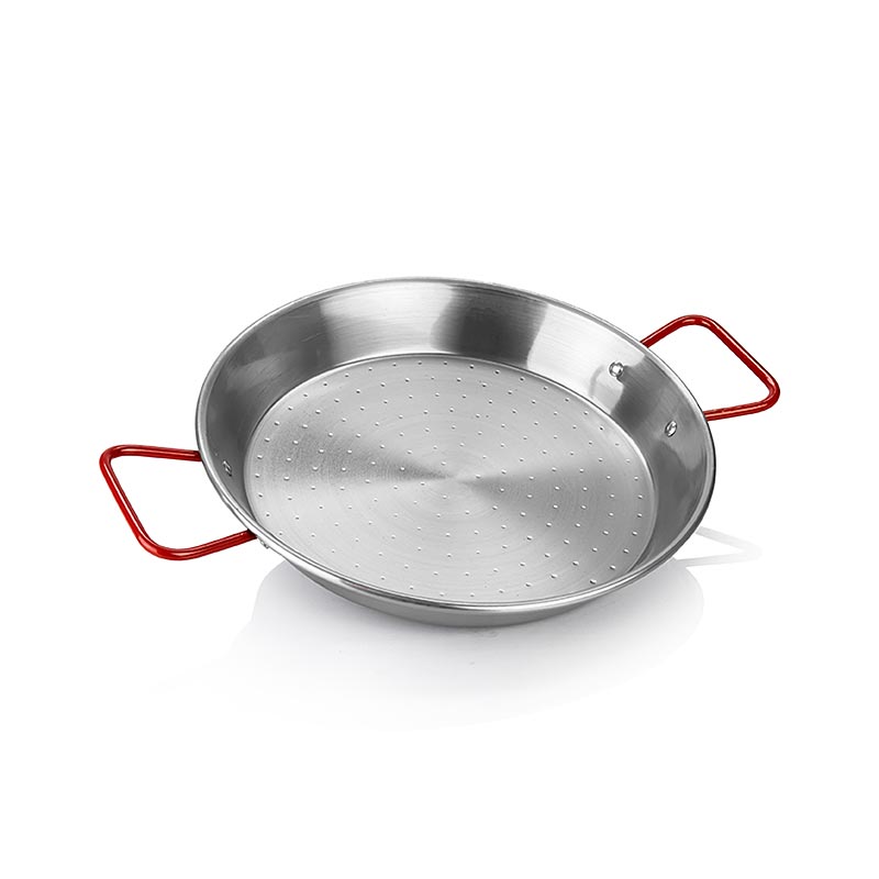deBUYER Viva Espana paella pan, gagang merah, 28cm (5026.28N) - 1 buah - Tas