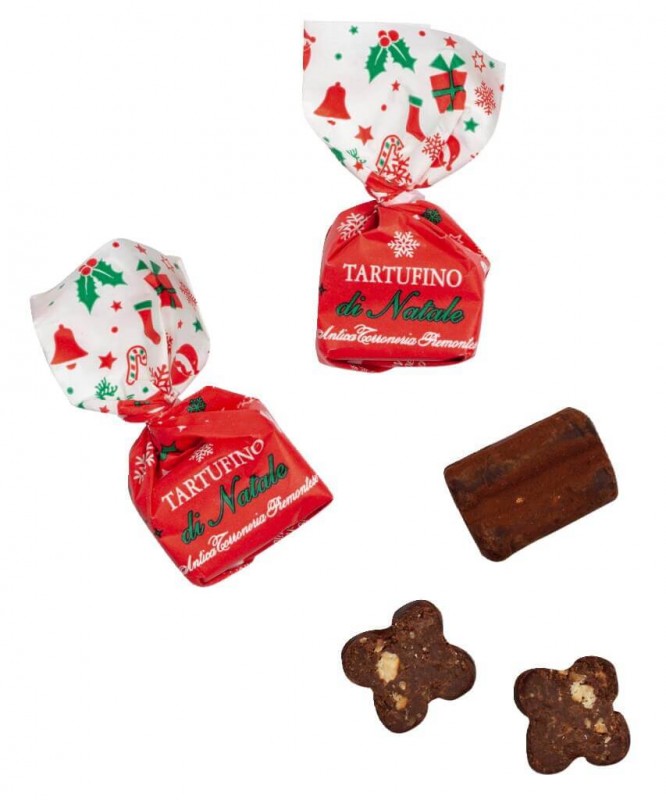 Tartufini dolci di natale, sfusi, praline de chocolate negro con avellanas, Antica Torroneria Piemontese - 1.000 gramos - kg