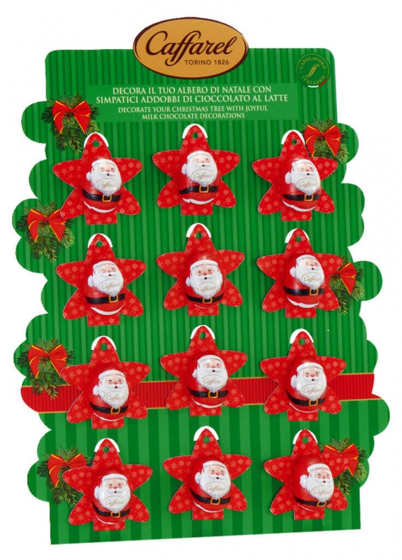 Hiasan Santa Claus, Paparan, Penyangkut Coklat Susu Santa Claus, Paparan, Caffarel - 48 x 10g - paparan