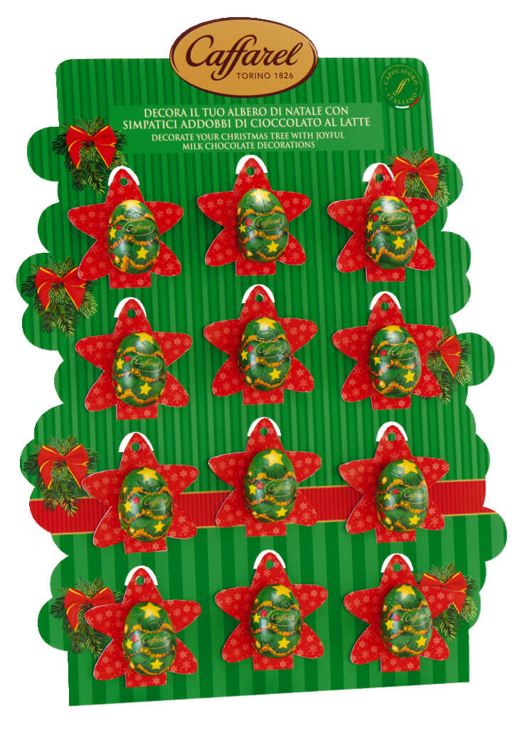 Decoracio d`arbre de Nadal, Expositor, Penjadors de xocolata amb llet per a arbre de Nadal, Expositor, Caffarel - 48 x 10 g - visualitzacio