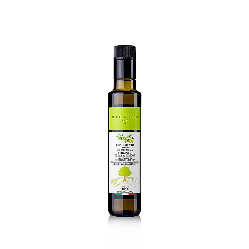 Minyak zaitun extra virgin EVO Di Carlo, dengan lemon, organik - 250ml - Botol Minyak zaitun extra virgin EVO Di Carlo, dengan lemon, organik - 250ml - Botol