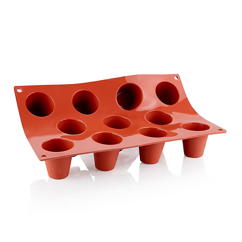 Tappetino in silicone 17,5x30 cm, 11 forme baba medie, 45x48 mm, 50 ml, Silikomart SF020 - 1 pezzo - Foglio