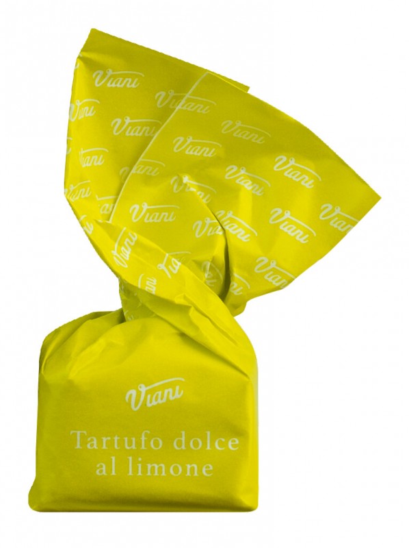 Tartufi dolci al limone, trufas de chocolate branco com frutas citricas, Viani - 200g - bolsa