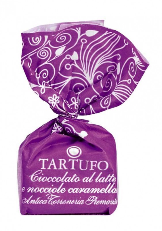 Tartufi dolci cioccolato e nocciole caramelado, trufa de chocolate ao leite integral com caramelo. Avelas, Antica Torroneria Piemontese - 1.000g - kg