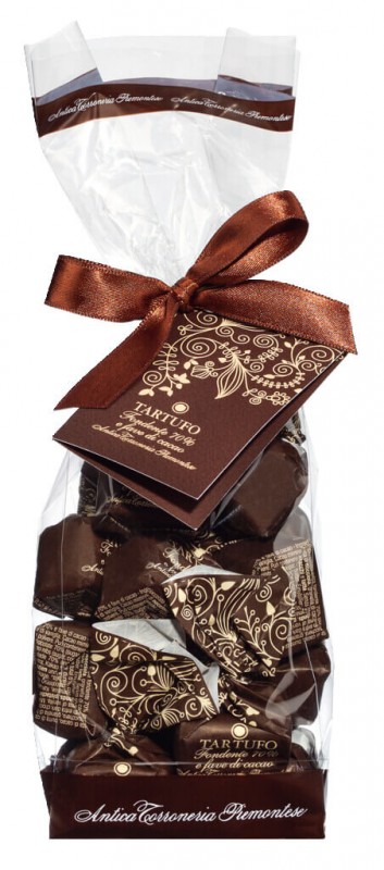 Tartufi dolci cioccolato fondente 70%, sacchetto, tumma suklaatryffelit 70%, pussi, Antica Torroneria Piemontese - 200 g - laukku