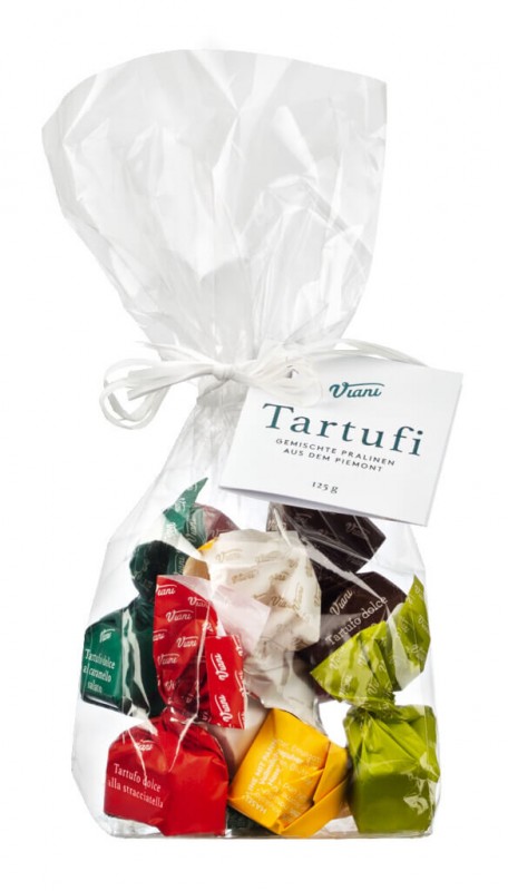 Tartufi dolci misti, sacchetto multicolori, blandadhar sukkuladhitrufflur, litrik, poki, Viani - 125g - taska