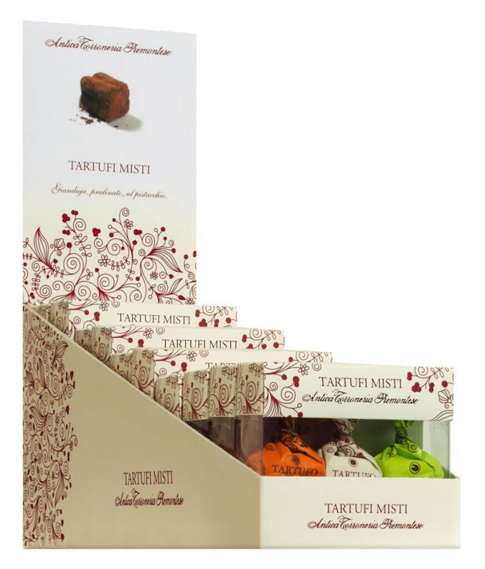 Tartufi misti, espostitore, truffle coklat campuran, paparan, Antica Torroneria Piemontese - 10 x 42g - paparan