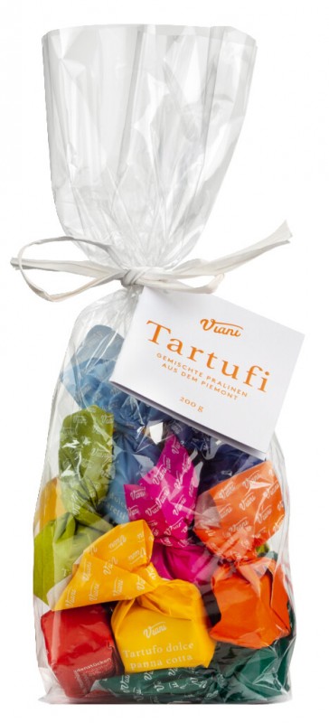 Tartufi dolci misti, sacchetto multicolori, tartufi di cioccolato misti, colorati, borsa, Viani - 200 g - borsa