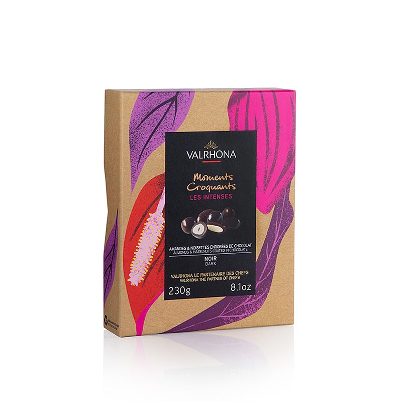 Bola Valrhona Equinoxe, ametlles i avellanes en xocolata amarga (33899) - 230 g, 24 peces - Caixa