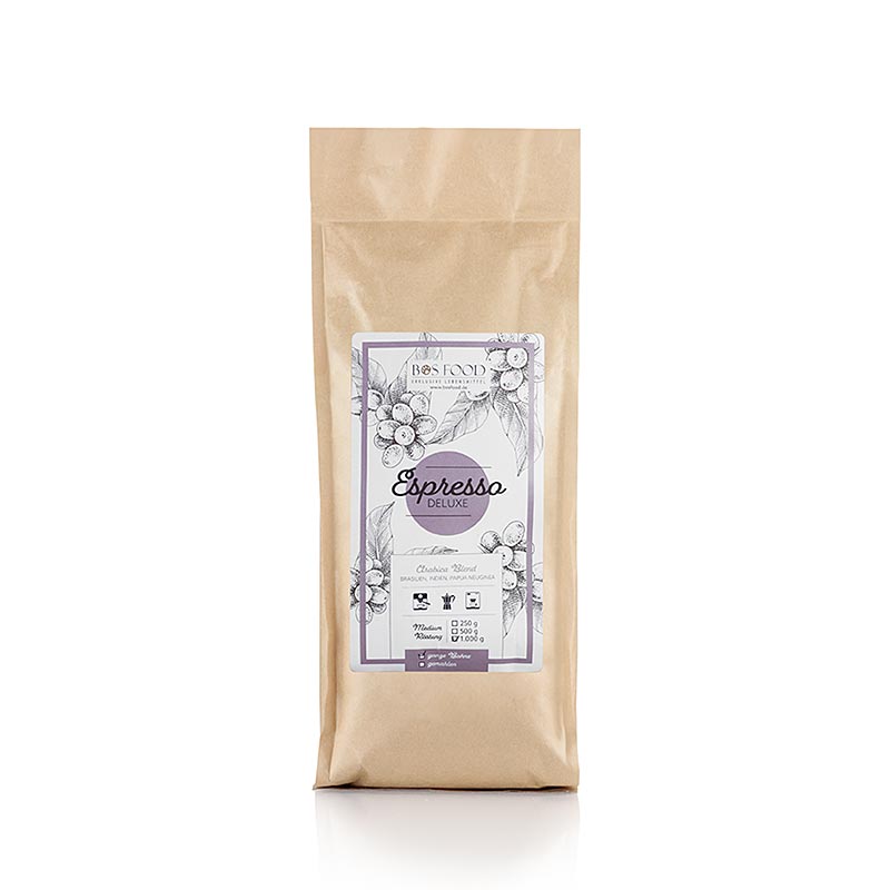Espresso Deluxe, Arabica kaffeblanding, hel boenne - 1 kg - bag