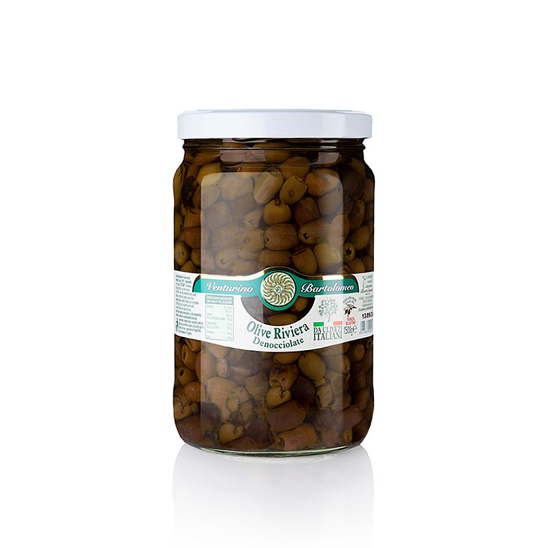 Aceitunas Venturino Snocciolate Leccino en aceite de oliva, sin hueso - 1,5 kilos - Vaso