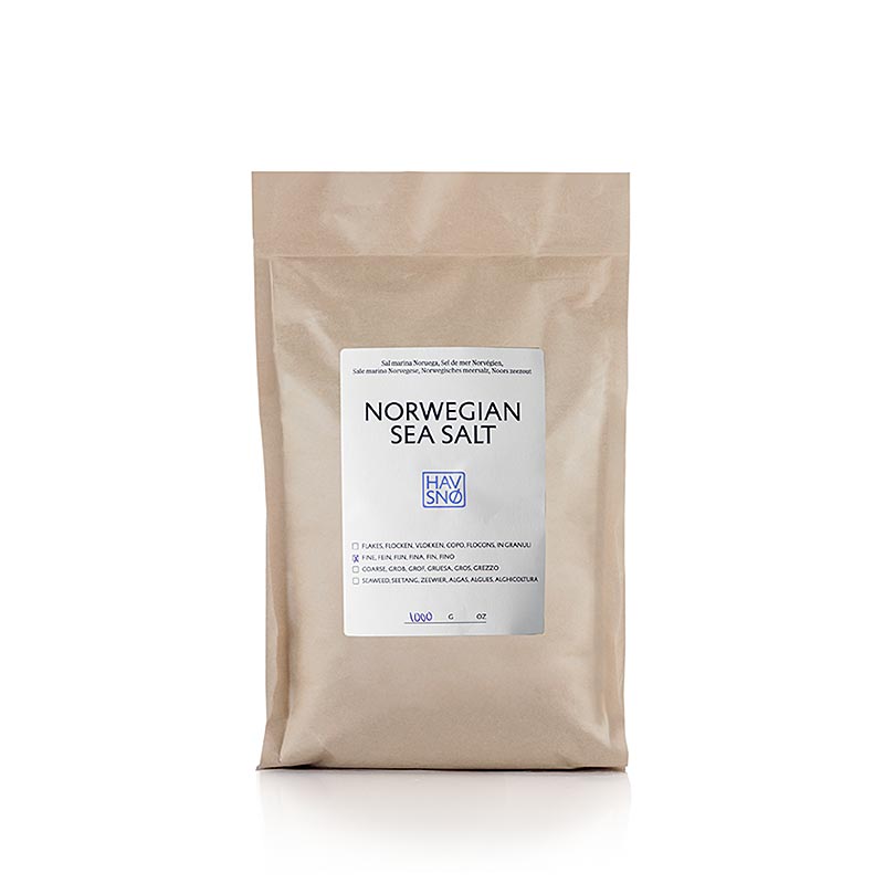 HAVSNO, HAVSNØ FINE, fint sjavarsalt fra Noregi - 1 kg - taska HAVSNO, HAVSNØ FINE, fint sjavarsalt fra Noregi - 1 kg - taska