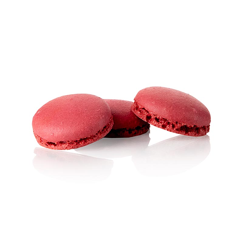 Macarons puolikkaat punaherukat, tayttamattomat, n. Ø 3,5cm (70238) - 1,34 kg, 384 kappaletta - Pahvi
