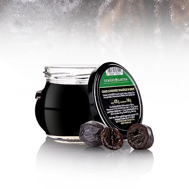 Spice Garden Black Walnut (utuh) dalam Sirup - 420 gram - Kaca
