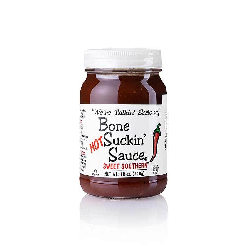 Salsa Bone Suckin`, Dolce PICCANTE del Sud, Ford`s Food - 410 ml - Bicchiere Salsa Bone Suckin`, Dolce PICCANTE del Sud, Ford`s Food - 410 ml - Bicchiere