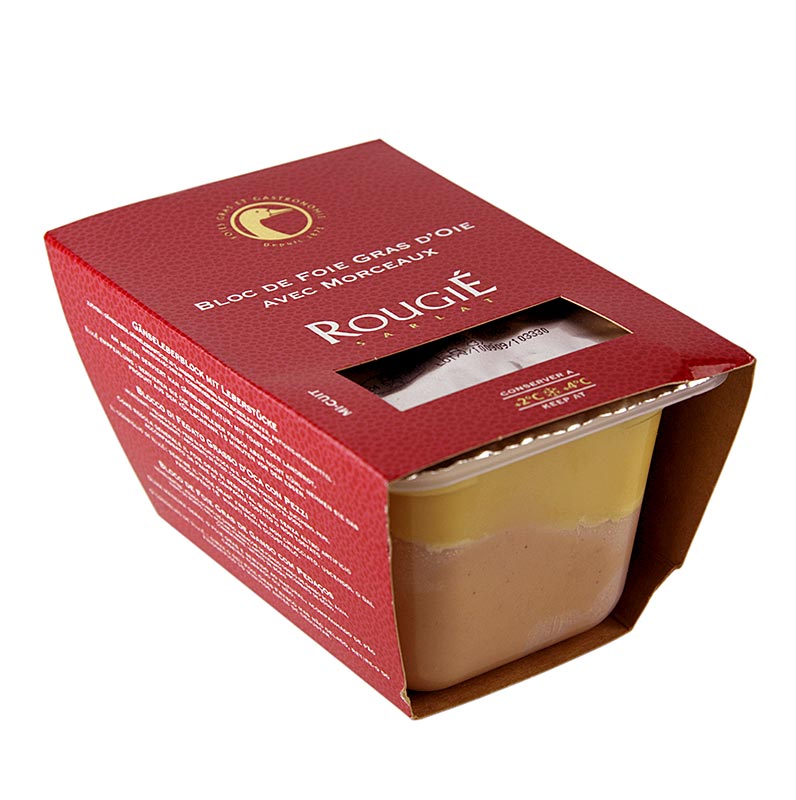 Block of goose liver, with pieces, foie gras, trapeze, semi-preserved, rougie - 500g - PE shell
