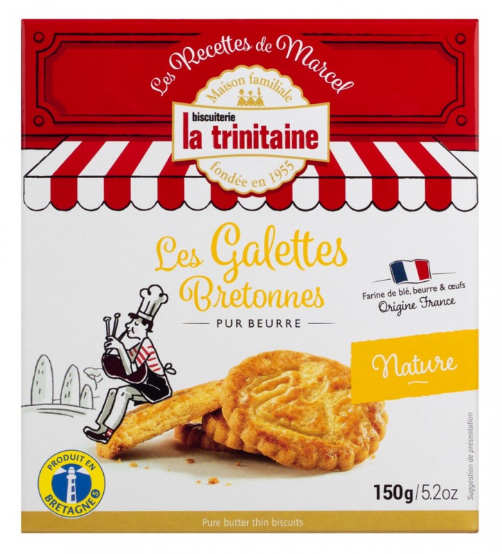 Galettes pur beurre, galletas de mantequilla de Bretana, La Trinitaine - 150g - embalar