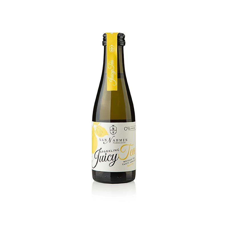 Sparkling Juicy Tea vitt te - Tahitisk vaniljkvitten, van Nahmen, ekologisk - 200 ml - Flaska Sparkling Juicy Tea vitt te - Tahitisk vaniljkvitten, van Nahmen, ekologisk - 200 ml - Flaska