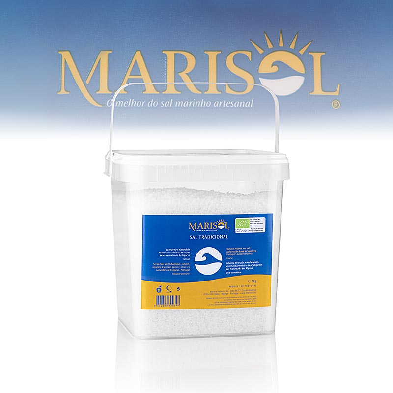 Marisol® Sal Perinteinen merisuola, karkea, valkoinen, kostea, CERTIPLANET, ORGANIC - 5kg - Pe ampari