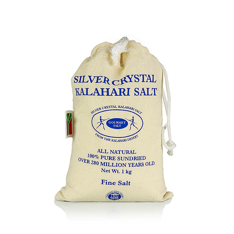 Sale cristallino d`argento del Kalahari, pregiato - 1 kg - borsa in tessuto