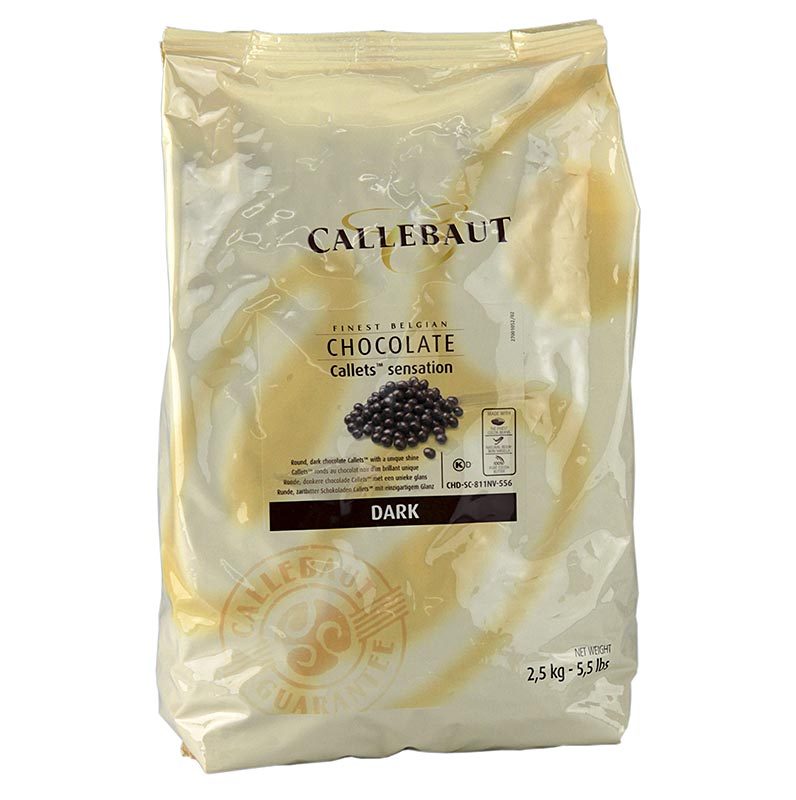 Callebaut Callets Sensation Dark, dark chocolate pearls, 51% cocoa - 2.5kg - bag