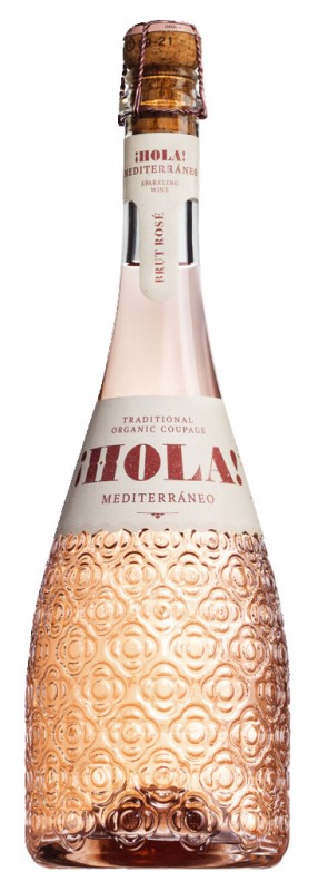 HALO! Mediterraneo Brut Rose, organik, anggur bersoda, organik, Merek Barcelona - 0,75 liter - Botol
