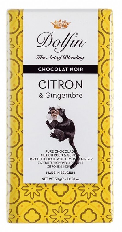 Chocolat noir citron et gingembre, coklat hitam dengan lemon dan jahe, Dolfin - 30 gram - Bagian Chocolat noir citron et gingembre, coklat hitam dengan lemon dan jahe, Dolfin - 30 gram - Bagian