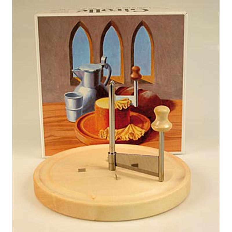 Girolle gemaakt van licht hout - Zwitsers origineel, voor chocolade Girolles of Tete de Moine - 1 stuk - Karton Girolle gemaakt van licht hout - Zwitsers origineel, voor chocolade Girolles of Tete de Moine - 1 stuk - Karton
