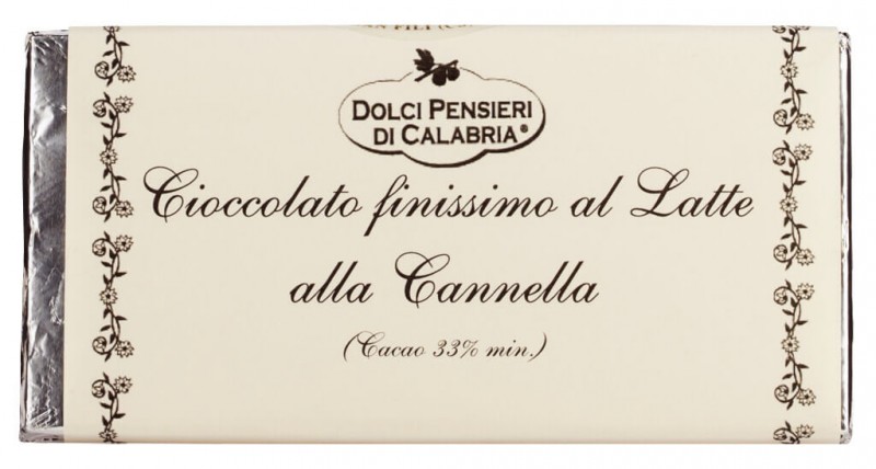 Cioccolato al Latte con Cannella, cokollate qumeshti me kanelle, dolci pensieri - 100 g - Pjese