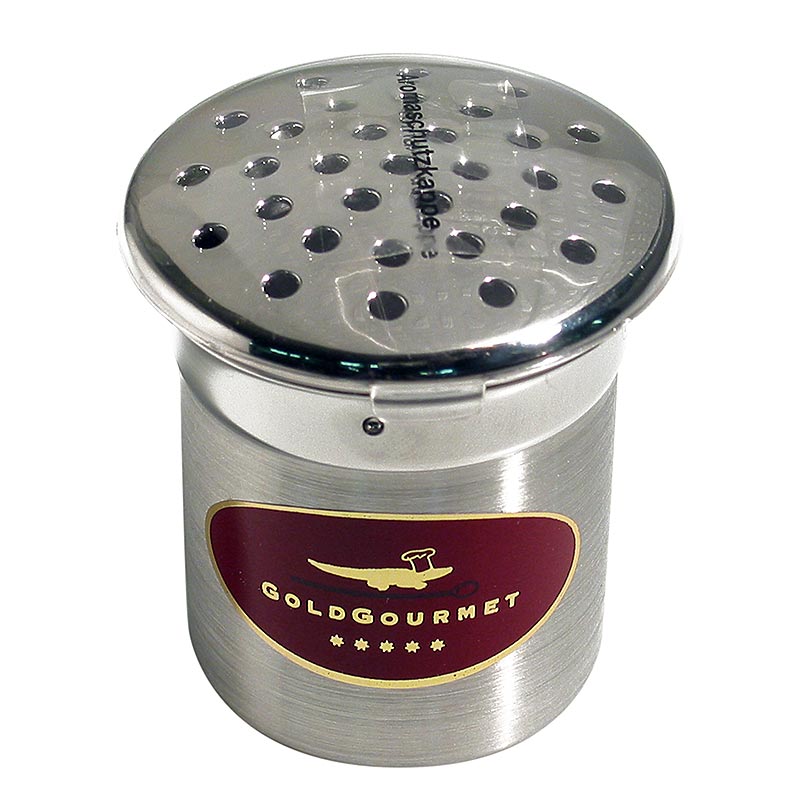 Goud - RVS shaker voor bladgoudvlokken, Ø 5cm / 6cm hoog, zonder inhoud - 1 stuk - doos