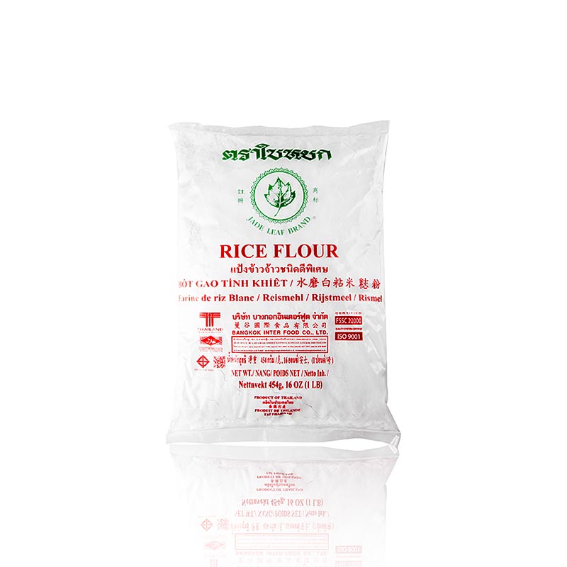 Tepung beras, putih, Jenama Daun Jade - 454g - beg