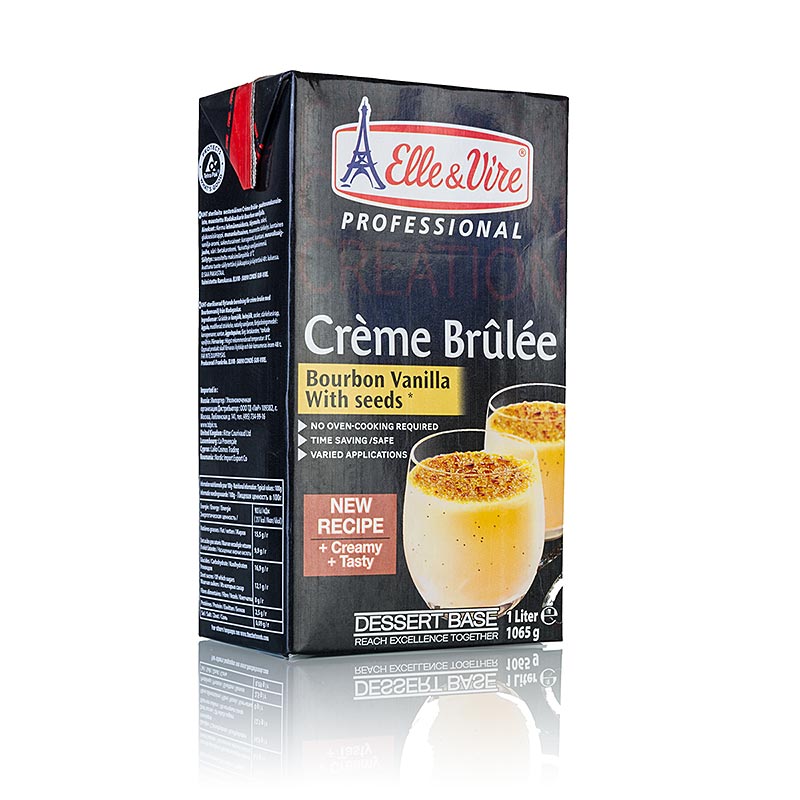 Base Dessert - Base Creme Brulee a la Vanille de Madagascar, Elle et Vire - 1 litre - Pack Tetra