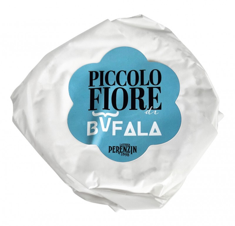 Piccolo fiore di Bufala, queso tierno elaborado con leche de bufala, pasteurizado, Latteria Perenzin - 250 gramos - Pedazo