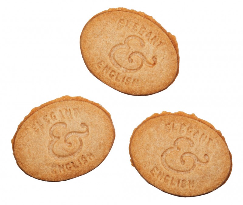 Elegante og engelske jordbaer + krem, shortbread cookies med jordbaer og krem, Millerund039;s - 140 g - pakke