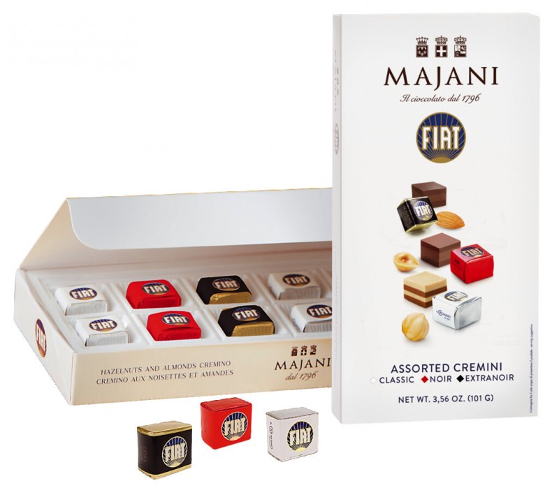 Fiat Mix 10 Dadi, mezcla de praline en capas, crema de cacao y avellanas, Majani - 101g - Pedazo