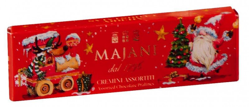 Cremino Fiat Christmas 4 Dadi, lagdelt pralineblanding hasselnoettkakaokrem, Majani - 24 x 41 g - Stykke Cremino Fiat Christmas 4 Dadi, lagdelt pralineblanding hasselnoettkakaokrem, Majani - 24 x 41 g - Stykke