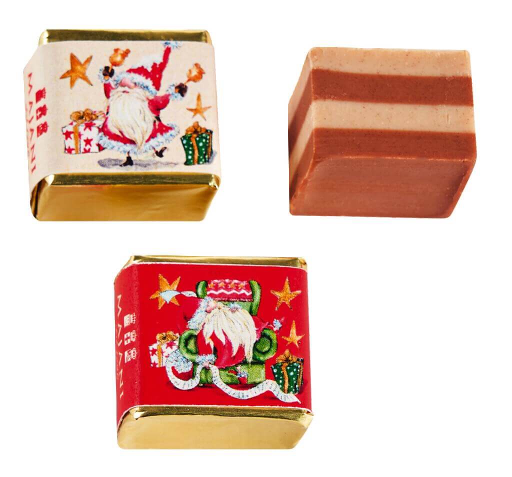 Cremino Fiat Christmas 4 Dadi, lagdelte sjokolader - hasselnoett- og kakaokremblanding, Majani - 24 x 41 g - Stykke Cremino Fiat Christmas 4 Dadi, lagdelte sjokolader - hasselnoett- og kakaokremblanding, Majani - 24 x 41 g - Stykke