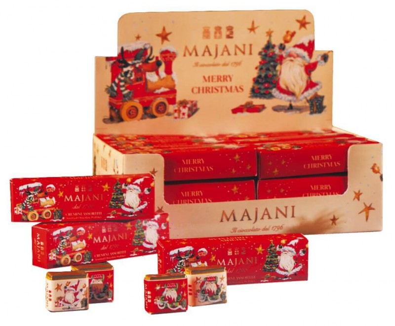Cremino Fiat Christmas 4 Dadi, mistura de praline em camadas com creme de cacau e avela, Majani - 24x41g - Pedaco Cremino Fiat Christmas 4 Dadi, mistura de praline em camadas com creme de cacau e avela, Majani - 24x41g - Pedaco