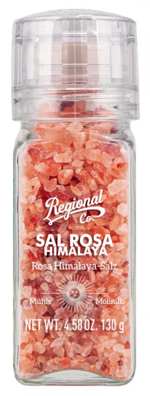 Pink Salt, Pink Crystal Salt, Mill, Regional Co - 130g - Stykki