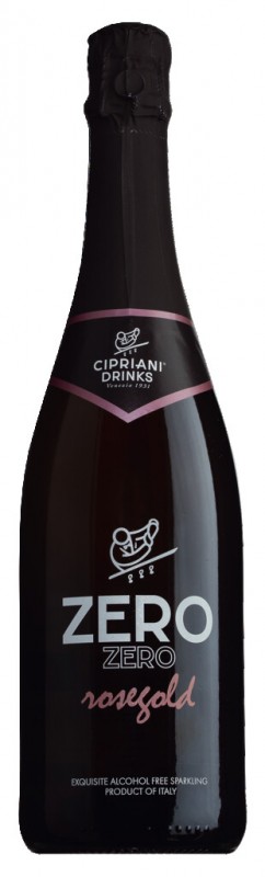 Zero Zero Rosegold, bebida espumosa elaborada con mosto de uva, Cipriani - 0,75 litros - Botella
