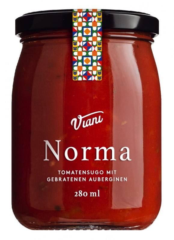 Sugo alla Norma, salsa di pomodoro con melanzane, Viani - 280ml - Bicchiere