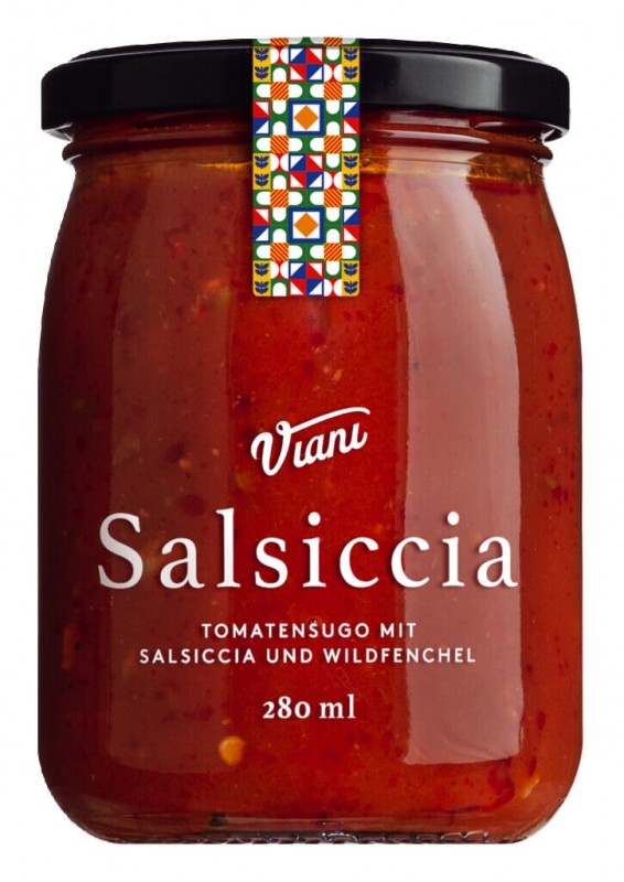 Sugo Salsiccia e Finocchio, molho de tomate com linguica suina e erva-doce, Viani - 280ml - Vidro