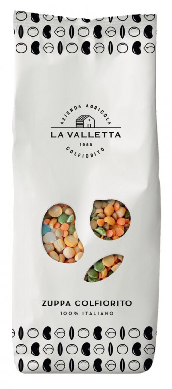 Zuppa Colfiorito, mistura de leguminosas para sopa, La Valletta - 400g - pacote