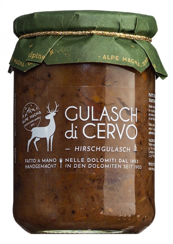 Gulash di cervo, gulasch di cervo, Alpe Magna - 360 g - Bicchiere