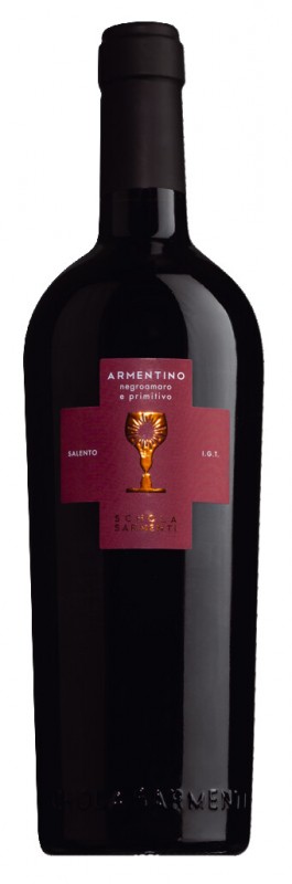 Rosso IGT Salento Armentino, vinho tinto / Negroamaro e Primitivo, Schola Sarmenti - 0,75 litros - Garrafa