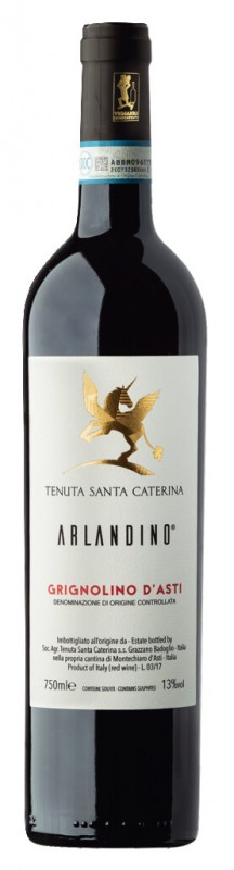 Grignolino d`Asti DOC Arlandino, vino tinto, Tenuta Santa Caterina - 0,75 litros - Botella
