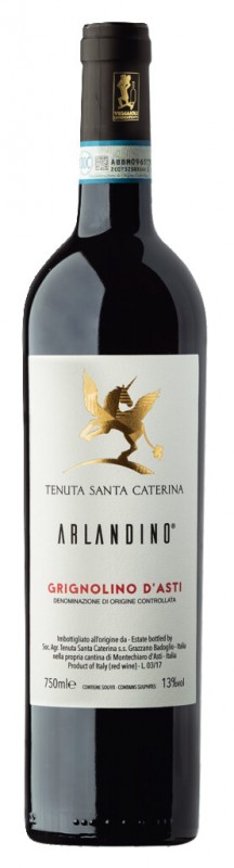 Grignolino d`Asti DOC Arlandino, wain merah, Tenuta Santa Caterina - 0.75 l - Botol Grignolino d`Asti DOC Arlandino, wain merah, Tenuta Santa Caterina - 0.75 l - Botol